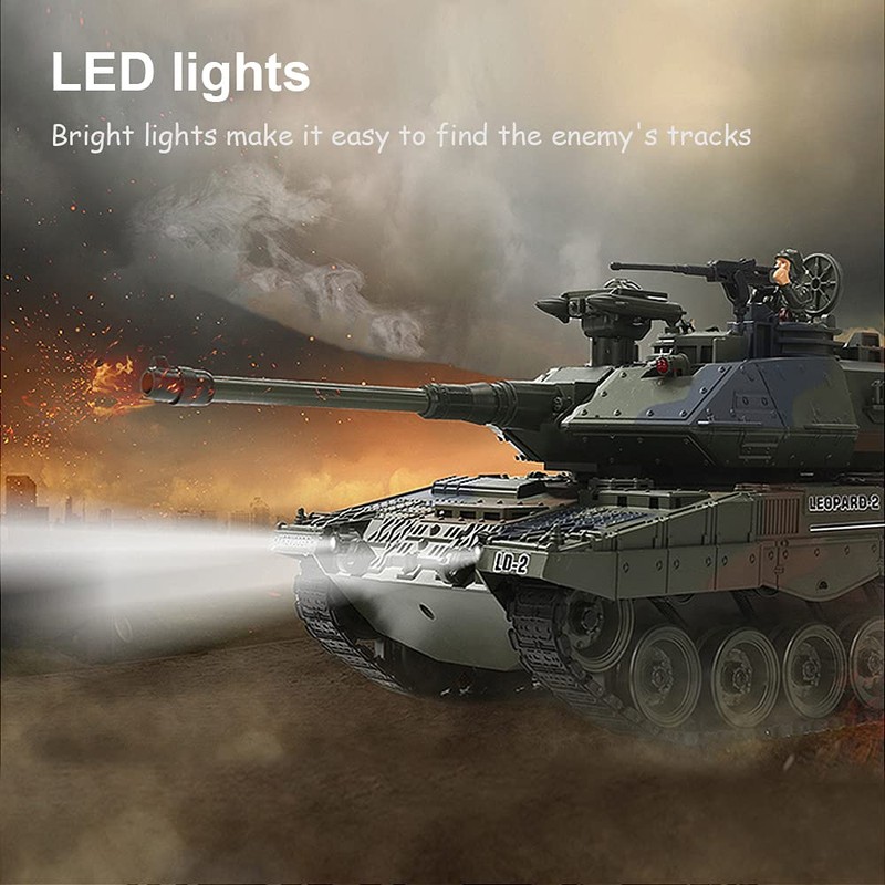 Fistone 1:18 RC Leopard Tank Toy for Kids, Sound Light