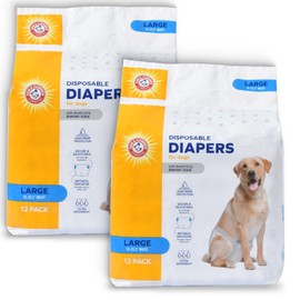 Arm & Hammer for Pets Female Dog Diapers, Size Large, 24 Count UltraAbsorbent, Adjustable Girl Dog Diapers with Leakproof Protection and Wetness Indicator (Pack of 2)