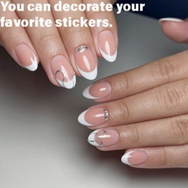 French Tip False Nails,Short Almond Nail Tips for Gel Extension,12Size Fake Nails French Tip Nude Color Glossy Full Cover Press on Nails Fake Nails for Nail Art DIY 120Pcs