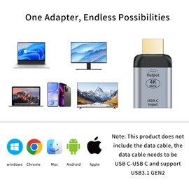 RUIZHI USB C to HDMI Adapter, 4K@60Hz - USB C to HDTV/DP Adapter for MacBook, Windows, Android, Phone & More, Type C 3.1 Gen2, Aluminium