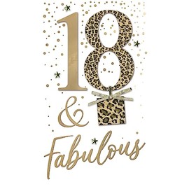 Female 18th Birthday Card Embellished Leopard Print Champagne Greeting Card