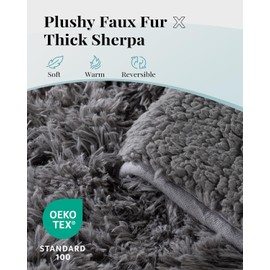 Topblan Faux Fur Weighted Blanket 12lbs, Shaggy Fuzzy Weighted Throw Blanket with Premium Sherpa Fleece, Warm and Cozy Twin Bed Blanket to Help with Better Sleep, 48x72 inches Grey