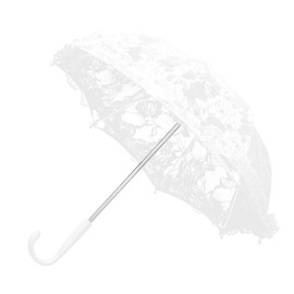 TOPINCN White Wedding Lace Parasol Umbrella Vintage Crafted Flowers Embroidery Umbrellas Romantic Bridal Photo Props Lady Costume Accessory(51241 Bleached)