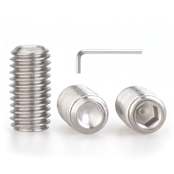 M10 x 20mm 10 Pcs Set Screws, Headless Concave End,