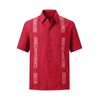 Mens Snap Shirts Casual Guayabera Shirts Short Sleeve(Red,S)