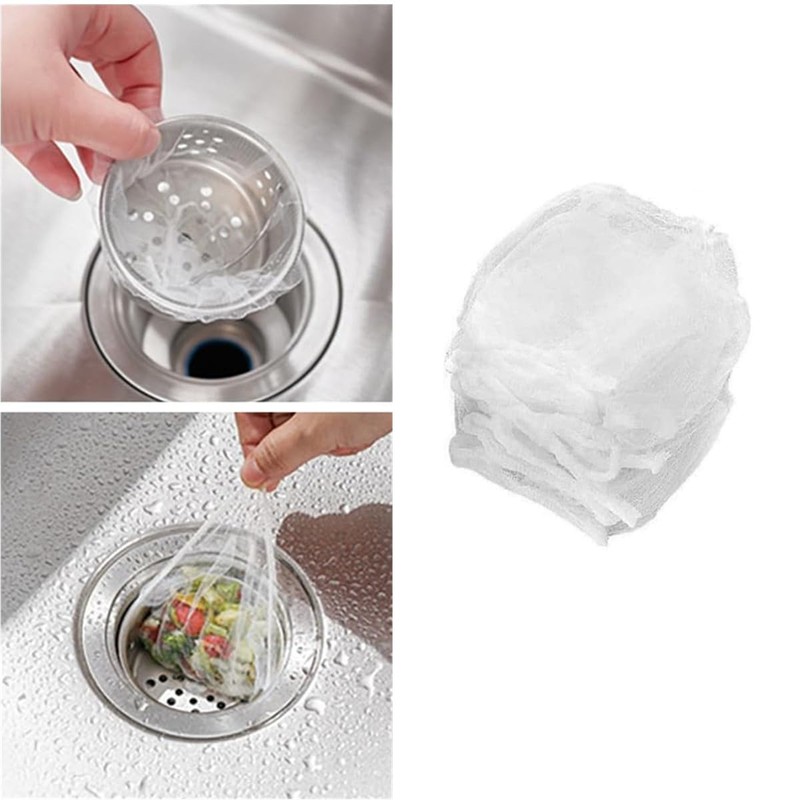 Kitchen Sink Strainer Mesh Bag-100 PCS Mesh Sink Drain Strainer