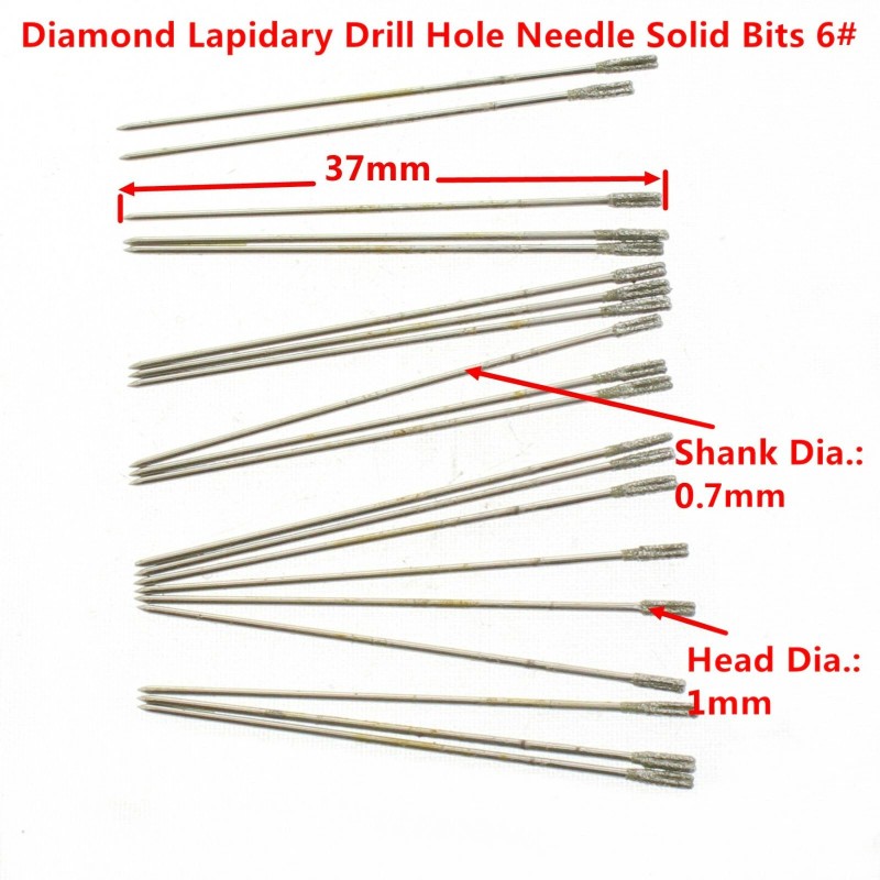 20Pcs 1 mm Diamond Lapidary Drill Bits Solid Hole Saws