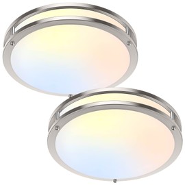 36W LED Ceiling Lights for Bedroom Kitchen, 3600lm Super Bright, Dimmable Flush Mount Light Fixtures 6500K/5000K/4000K/3000K/2700K Adjusted Modern Lamps 2PACK, 13 Inch, Nickle | TOBUSA