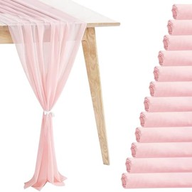 Paquete de 12 caminos de mesa románticos de gasa de 10 pies para bodas, baby shower y fiestas de cumpleaños para decoración de mesa de tartas (120 x 12 pulgadas)