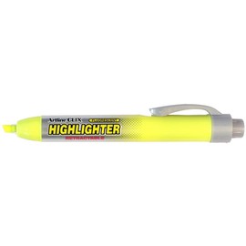 artline EK63 Single YEL Clix Highlighter Retractable 4Mm Chisel Nib Yellow