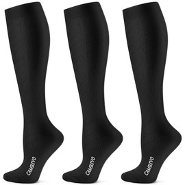 CAMBIVO Compression Socks for Women & Men (3 Pairs), Flight Socks Black Stockings for Ankle/Calf Support, Running, Flying, Pregnancy & Maternity, Airplane Travel Essentials