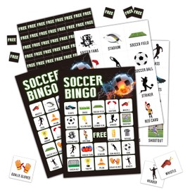 Ycyfckdr Soccer Bingo Game, Football Bingo Cards, Soccer Games, Sports Bingo Games for Adults, Birthday Bingo, Soccer Party Favors Decorations - 24 Game Cards (d04)