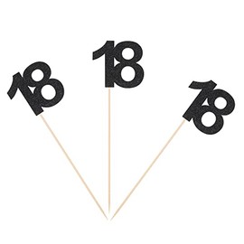 Pack of 10 Black Glitter 18th Birthday Centerpiece Sticks Number 18 Table Topper Age Letter Decorations