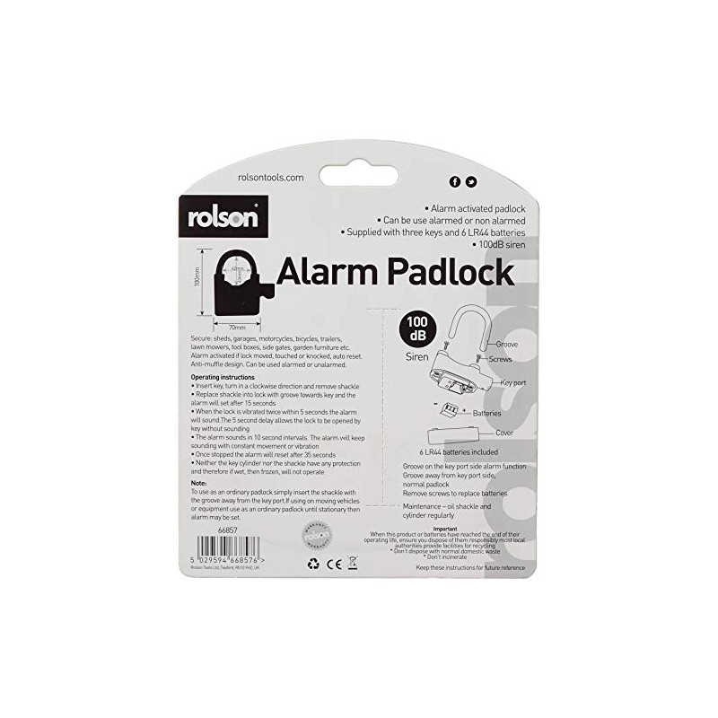 Rolson 66857 Alarm Padlock