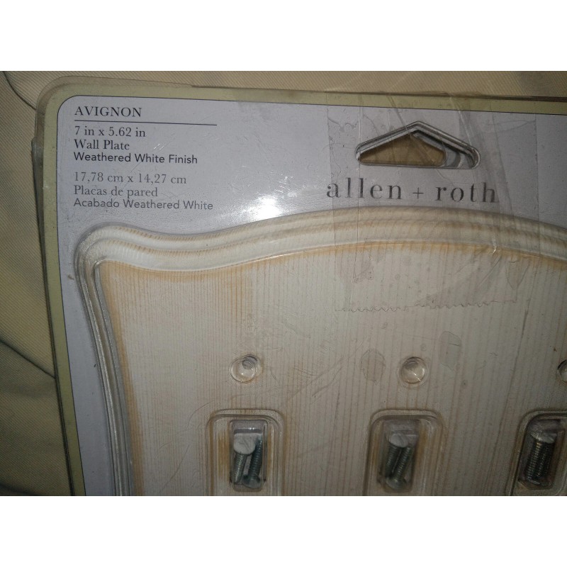 ALLEN + ROTH Avignon Triple Switch Plate Antique White 4896548