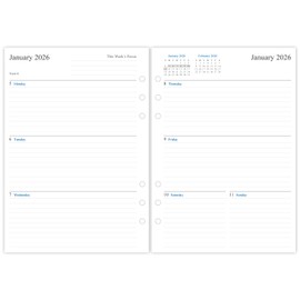 newestor 2026 Weekly Planner Refill for A5 Ring Binder, 6 Holes, Week on Two Pages, 5.8“x8.3"