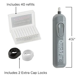 QuickFix+ Professional Series Cordless Electric Eraser, Set Includes 40 Eraser Refills, Battery Operated - White