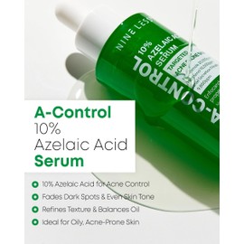 A-Control 10% Azelaic Acid Serum - Korean Acne Serum for Face - Calming Facial Treatment Clearing Breakout, Pimples - for Acne-Prone & Dull Skin, 1.01 fl.oz.