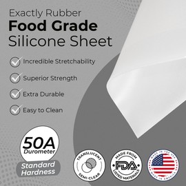 Exactly Rubber - Translucent Silicone Sheet, 50A Durometer Rubber Sheet, Semi Clear Silicone, Resistant -80 to 450°F, Food-Grade Silicone Placemat, 450% Elongation, Made in The USA, 1/16 x 9” x 36”