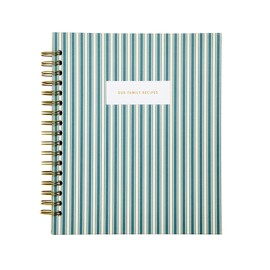 Promptly Journals, Our Family Recipes: A Meals and Memories Keepsake (Striped Linen, Green, Leatherette) | Prompted Recipe Journal | Cooking Journal | Family Gifts