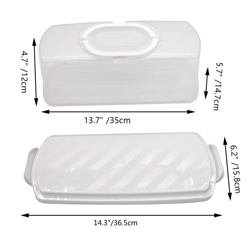 FEOOWV Portable Plastic Rectangular Loaf Bread Box with Transparent Lid,