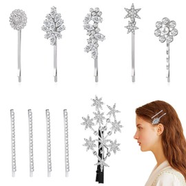 10Pcs Rhinestone Bridal Hair Clip, Silver Rhinestone Bobby Pins Hair Accessories for Women, Sparkly Rhinestone Wedding Hair Clip Rhinestone Hair Pin Crystal Hair Clip for Women
