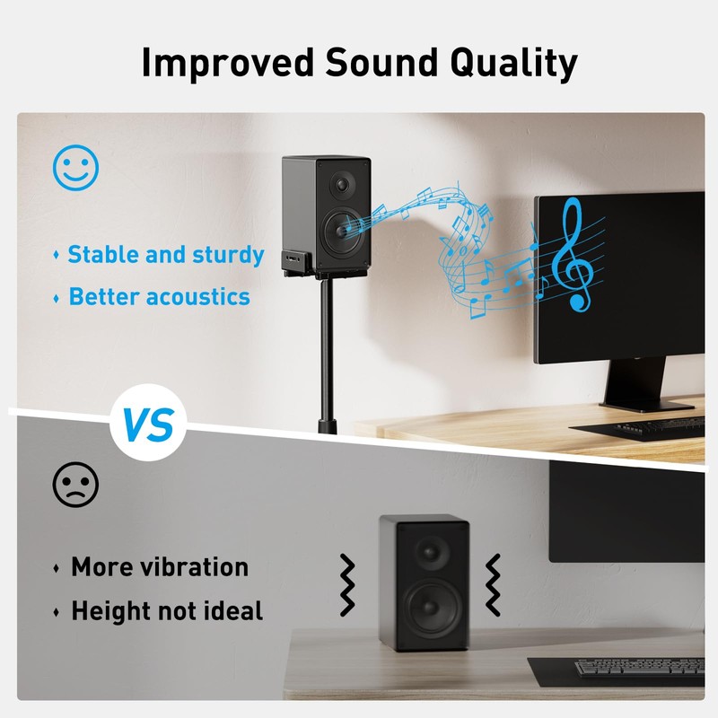 PERLESMITH Universal Speaker Stands for Surround Sound -Height Adjustable Extend