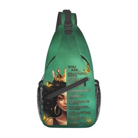 yngviud Sling bag for women crossbody chest bags Sling Backpack Travel Hiking Daypack for Women Men Shoulder Bag for Casual Sport Climbing Runners African American Afro Woman