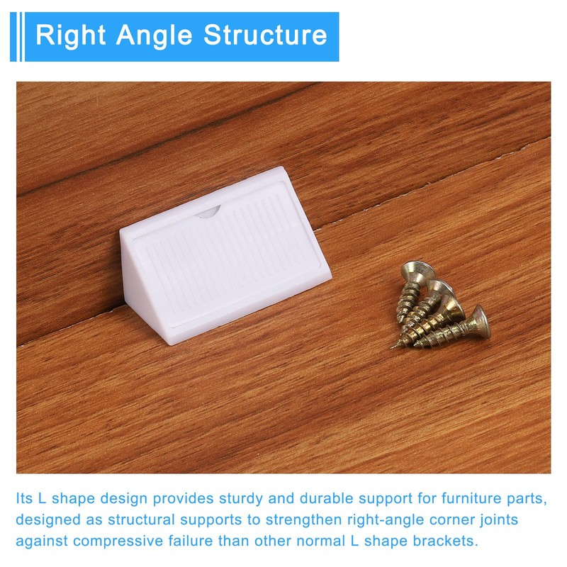 sourcing map 12 Pcs 90 Degree Plastic Corner Braces, 20x42x20mm