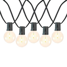 Novelty Lights 25FT G40 LED Patio String Lights, Outdoor Lights String Shatterproof Plastic LED Bulbs With End-To-End Connections, Weatherproof Balcony Lights 27 Plastic LED Bulbs (Black Wire)