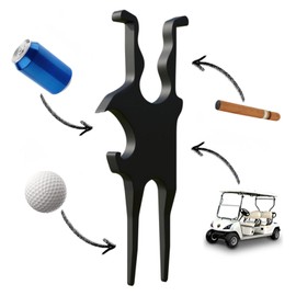 KutaKuta Magnetic Cigar Holder, 4 In 1 Multifunctional Golf Tools Divot Repair Tool Golf Ball Line Marker, Creative Golf Cart Accessories Bottle Opener Golf Tool Gifts For Men Women Toy