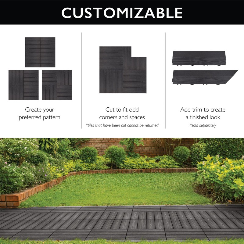 Design House Square Deck Tiles, Interlocking Wood Composite Decking, 1000lb