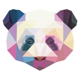 Home Living Room 22" x 28" Stained Glass Giant Panda Head Vinyl Decoration Bear Animal Mosaic Art Design Adhesive Kids Bedroom Wall Decal Sticker