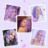 BEAUTIFA Purple Wig for Women Wavy Curly Lavender Bob Wigs