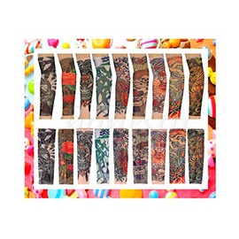 2 Pcs Temporary Tattoo Fake Arm Sleeves Outdoor Sun Protection Sleeves Asstd Styles