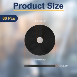 uxcell 60Pcs M4 Nylon Flat Washers 4mm ID 20mm OD 1mm Thick Plain Washer Grommets Plastic Sheet Gasket Fastener Sealing Spacer Gasket Ring, Black