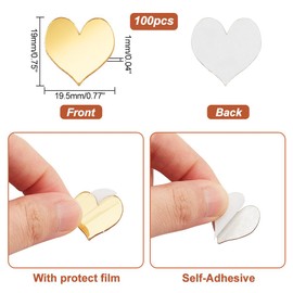PH PandHall 100pcs Golden Mirrors for Crafts, Heart Self Adhesive Mirror Tiles 0.7 Inch Acrylic Craft Mirror Stickers Small Mirror Circles for Crafts Arts DIY Projects Home Room Wall Easter Decor