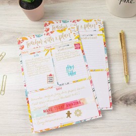 bloomdailyplanners bloom daily planners Planning Pad, 6" x 9", Teacher To-Do List, Happy Blooms
