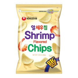 Nongshim Shrimp Flavored Chips, Light and Crispy Seafood Snack, Savory Shrimp Taste, Thin Crunchy Texture, Great for Dipping or Snacking, Big Size Bag, 7.05 oz (1 Pack)