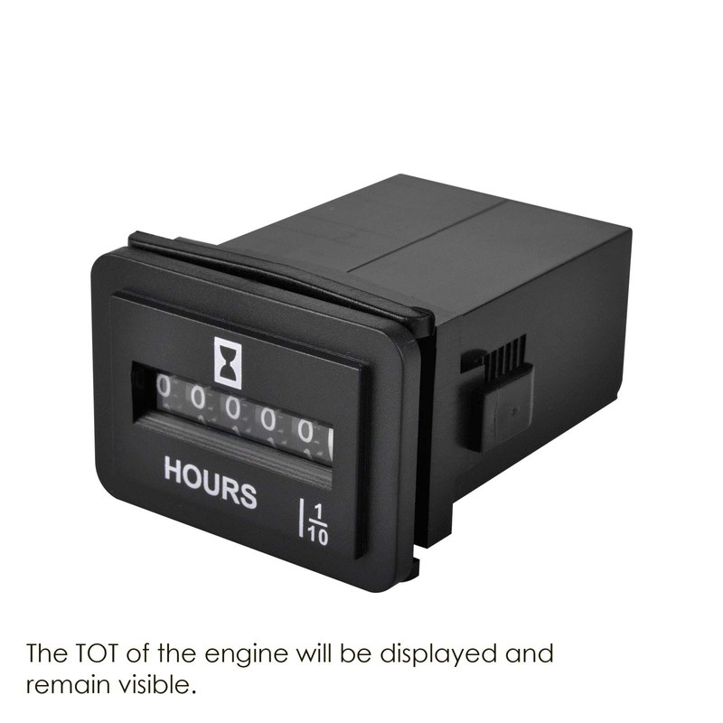 Jayron JR-HM001 Snap in Mechanical Hour Meter Rectangular Hour Meter