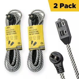 CRST Braided 12 ft Braided Extension Cord with 3-Outlet Flat Plug Extension Cord