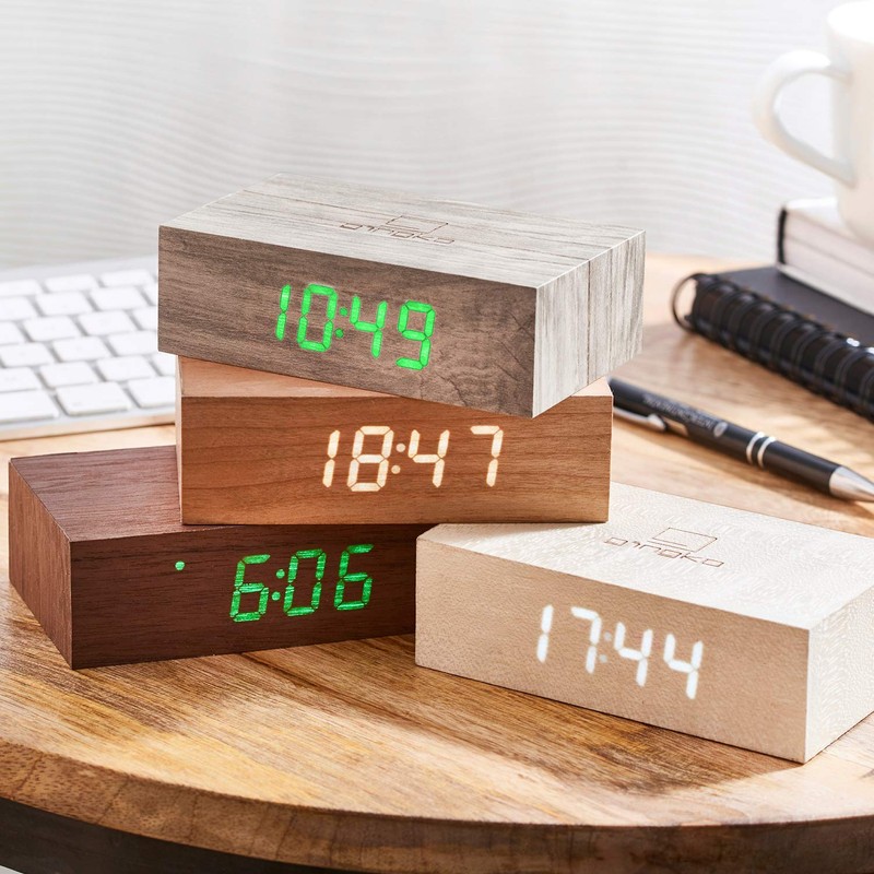 Gingko Design G003A12 Alarm Clock, Wood, Ash, One size