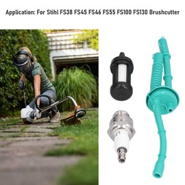 Fuel Hose Kit, Wear‑Resistant Fuel Line Sparking Plug and Fuel Filter Set, Fit for Stihl FS38 FS45 FS46 FS55 FS100 FS130 Brushcutter, String Trimmer Replacement Parts