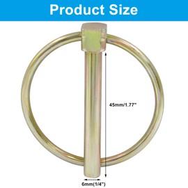 Unlorspy 12 Pcs Heavy Duty Lynch Pin, Stainless Steel 1/4" x 1.77" Linch Pin with Ring for Bike Farm Tractors Trailers Trucks