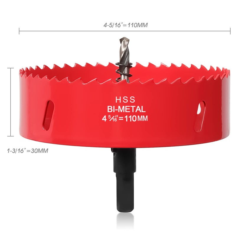 110mm Hole Saw, 4-5/16 Inch Bi-Metal Hole Saw for Recessed