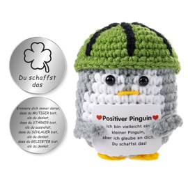 Werfunee Pocket Hug Positive Penguin, Creative Knitting Wool Penguin Doll and Lucky Charm Gifts (Silver), Courage Gift, Get Well Gift, First Day of School Gift