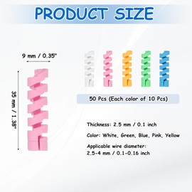 sourcing map 50Pcs Charger Cord Protectors, Flexible Rubber Spiral Cord Protector for Phone Charger Headphone Laptop, White, Green, Blue, Pink, Yellow