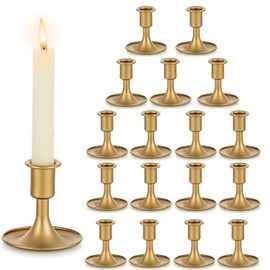 Soportes para candelabros, portavelas cónicos, Romadedi, portavelas dorado para centro de mesa, recepción de boda, decoración festiva de repisa navideña o decoración del hogar, juego de 18