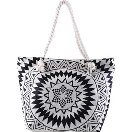 Small Utility Summer Beach Bag for Women Waterproof Sandproof Reusable with Zipper Rope Black Tote Bags for Personal Family Swim Pool Shopping Camp Travel Vacation Accessories Essentials Must Have XL