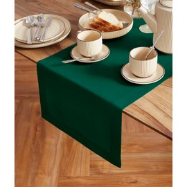 Solino Home Linen Table Runner 72 Inches Long – 100% Pure Linen Green Christmas Table Runner 14 x 72 Inch – Prewashed Dining Table Runner for Fall, Thanksgiving, Winter – Sonoma